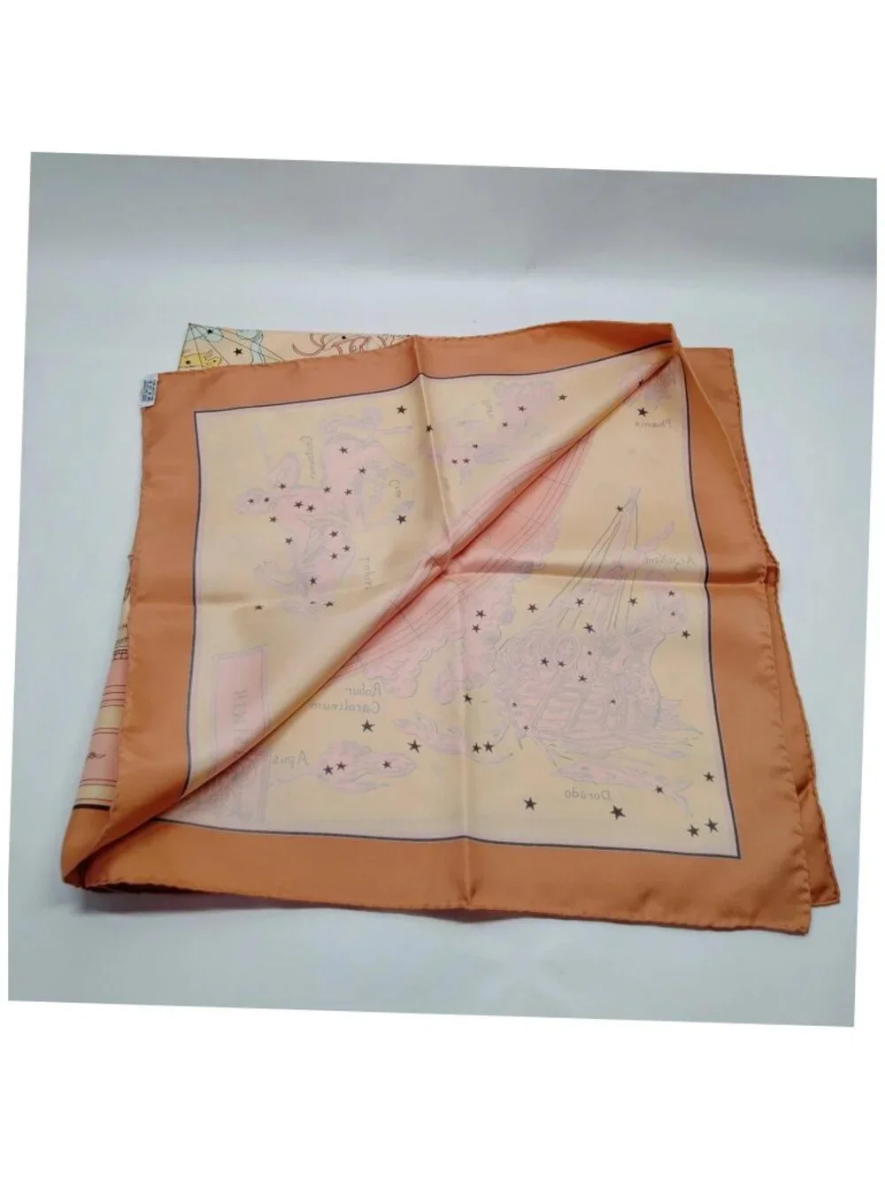 Authentic Hermès Paris Silk Scarf 90 Zodiac Celestial Constellation Orange